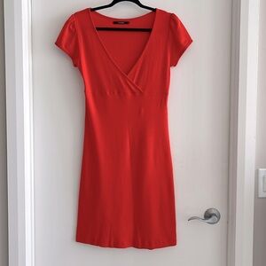 Women’s Teens Orange Coral Dress Vera Moda , medium, cotton capped sleeve